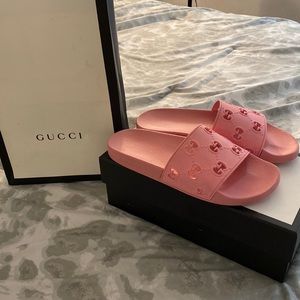 Pink Gucci slides